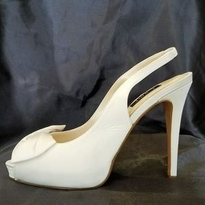 Spiegel Satin Peep Toe Slingback with bow